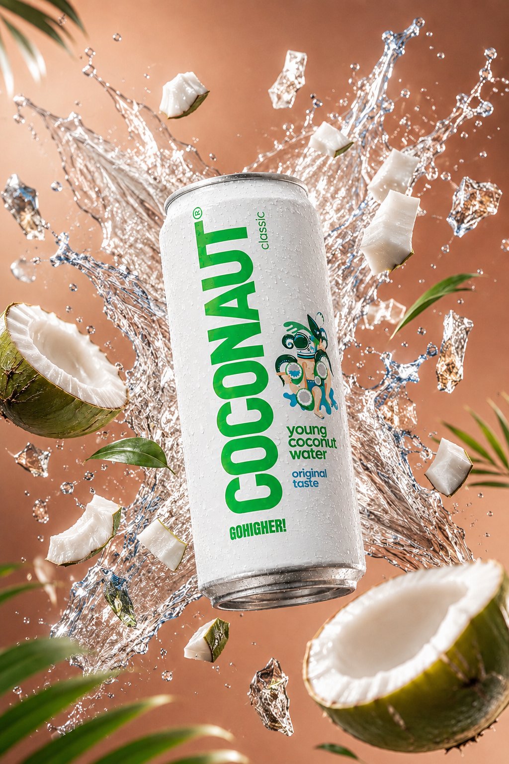 Coconaut woda kokosowa — splash makro AI