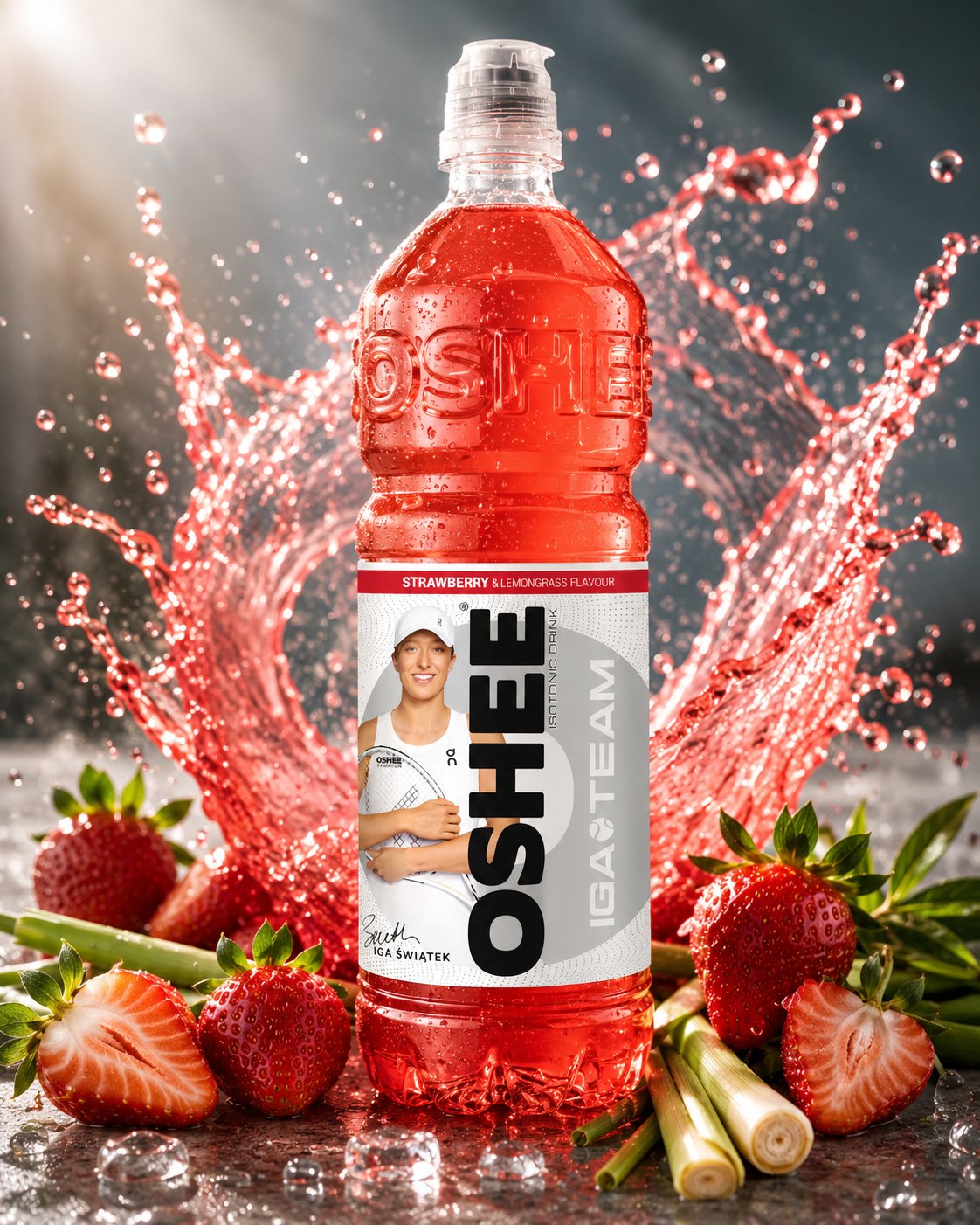 Oshee izotonik truskawka 750ml — packshot AI